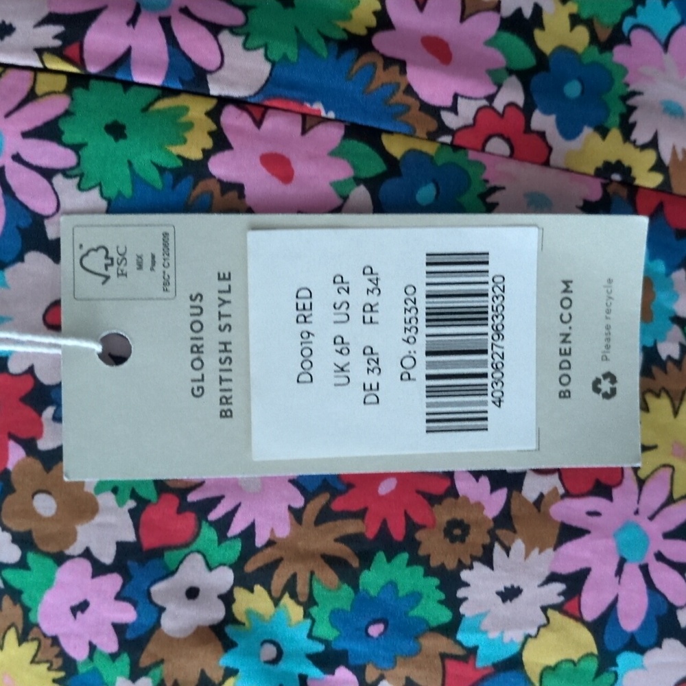 Boden Floral Long Sleeve Dress with Sharp Yellow Belt And Pockets 2P Or 2 - Picture 11 of 14